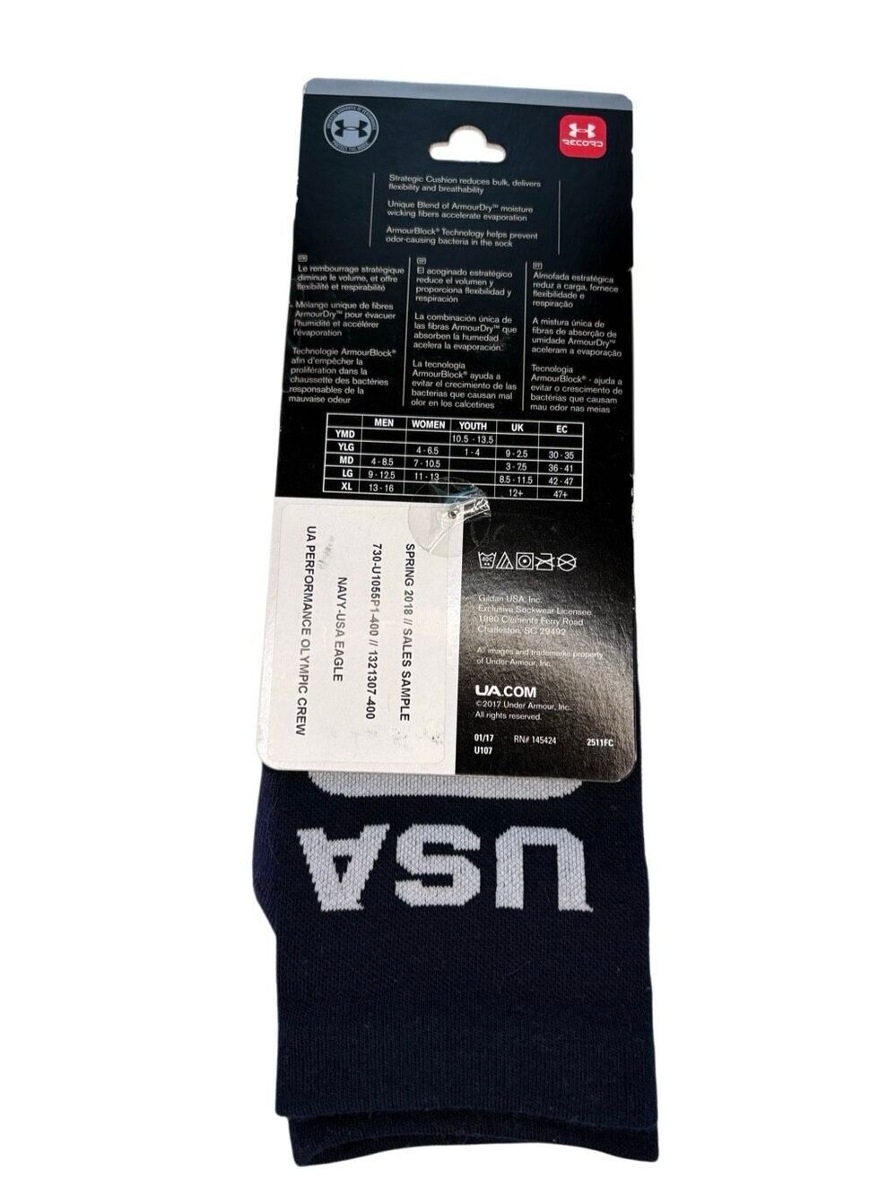NWT Under Armour Navy Eagle USA Olympic Performance Crew socks - L - Picture 2 of 3